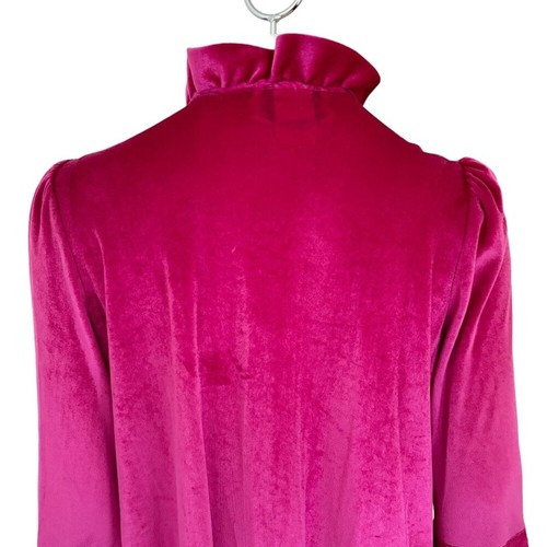 Vintage GILLIGAN & O'MALLEY Half Zip Velour Robe in Fuchsia WOMEN'S LARGE - Picture 7 of 12