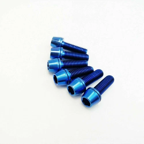 M5x16mm Titanium Ti Bike Stem Bolts Taper Head Bicycle Conical With Washers 6pcs - Picture 8 of 15