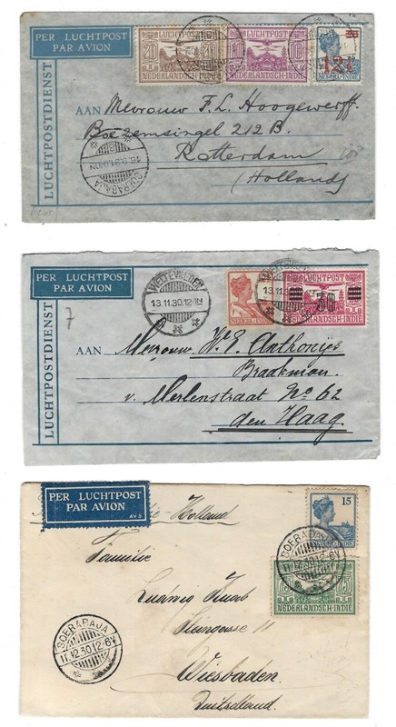 NETHERLANDS-INDIES-COVERS-AIR ENVS-SELECTION OF 5-AV-F-#40