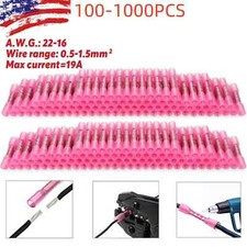 1000PCS Heat Shrink Waterproof Wire Connectors Red 22-16 AWG Butt Seal Terminals