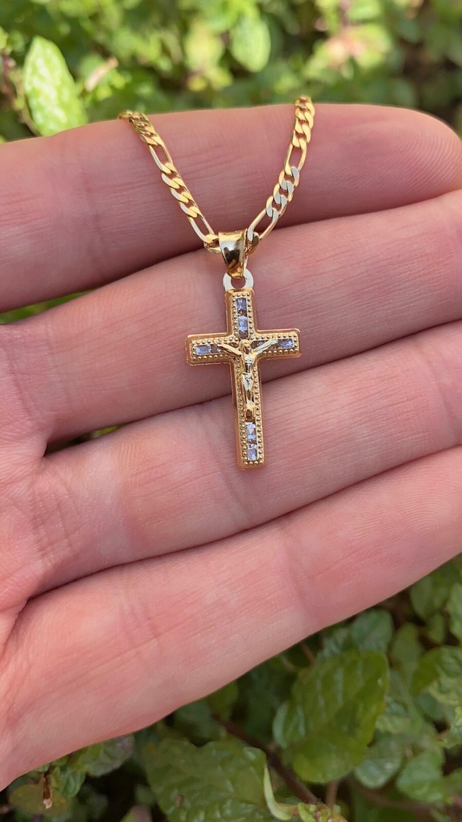 アクセサリー USED Cross Chain Necklace CZ Cross Necklace for Womens Mens Crucifix Charm Pendant
