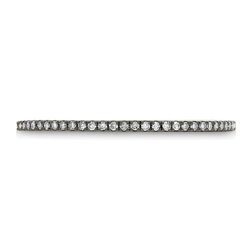 1 MM Diamant Band 14K Solid Gold Schwarz Rhodium Ring Dünn Stapelbar 0.10CT Rund - Bild 2 von 3