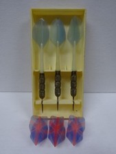 Vintage SilverTrim Brass Darts 20 grams Plastic Case extra flights