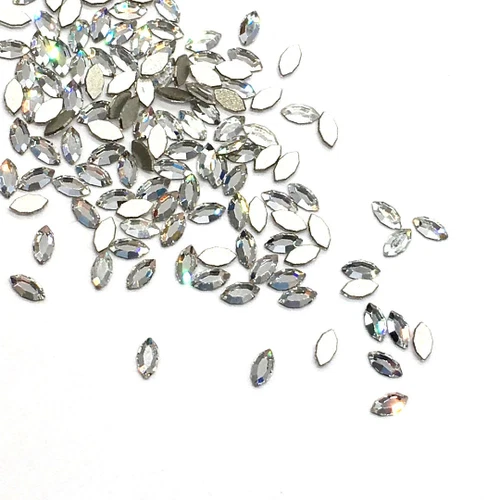 24 pcs Swarovski 2200 Navette Flatbacks No-Hotfix 4x2mm clear CRYSTAL (001)