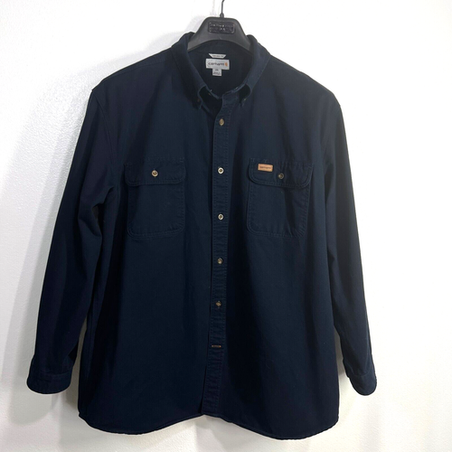 Carhartt Original Fit Shirt Mens 2XL Dark Blue Long Sleeve Heavyweight S09 MDT