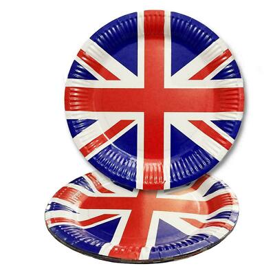 8 x Union Jack Jubilee Plates Queen Royal Family Tableware Street Party 9''