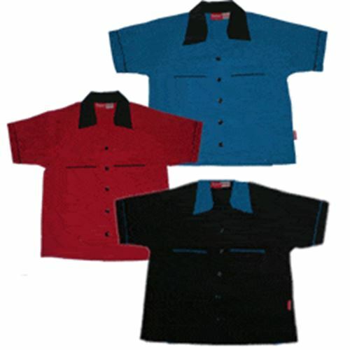 Kids Tenpin Bowling Shirts Retro Rockabilly Style in Red, Black, Blue NEW - Picture 1 of 1