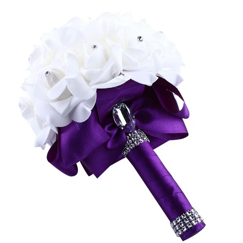 Cristal Rosas Perla Dama de honor Boda Ramo Nupcial Artificial Seda Flores - Imagen 14 de 16