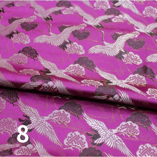 75*100cm Faux Silk Satin Fabric Craft Brocade Damask Chinese Crane Embroidery - Picture 20 of 20