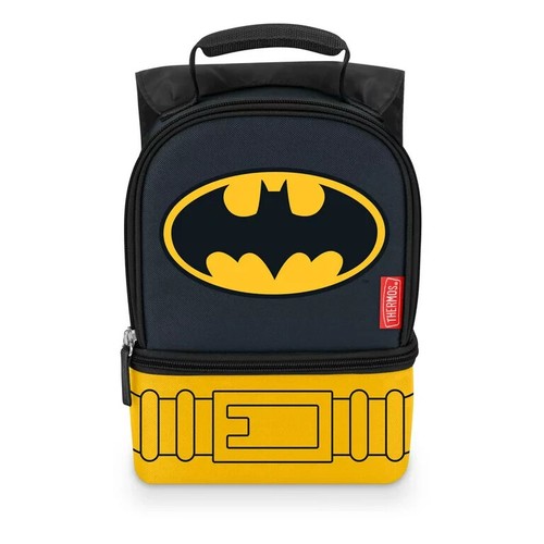Batman Dual Compartment Drop Bottom Insulated Lunch Bag - Lunchbox with Cape NWT