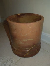 High End Frontgate Brand Marble Stone Wastebasket / Trash Can