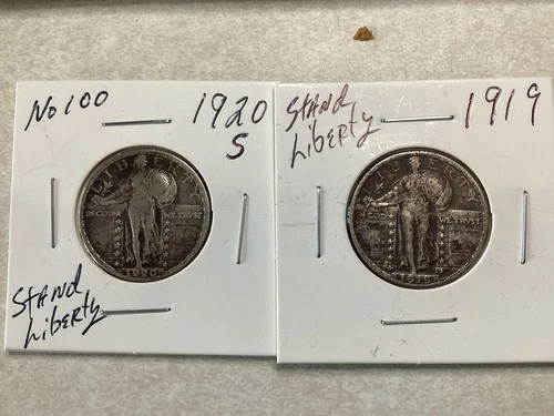 1919 & 1920 S Standing Liberty Silver Quarters (P68)