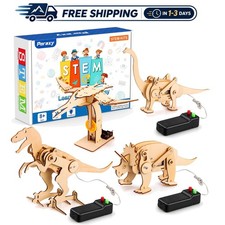 Dinosaur Discovery Set: 4 Pack Wooden 3D Puzzle Toys for Ages 8-13 STEM Learning