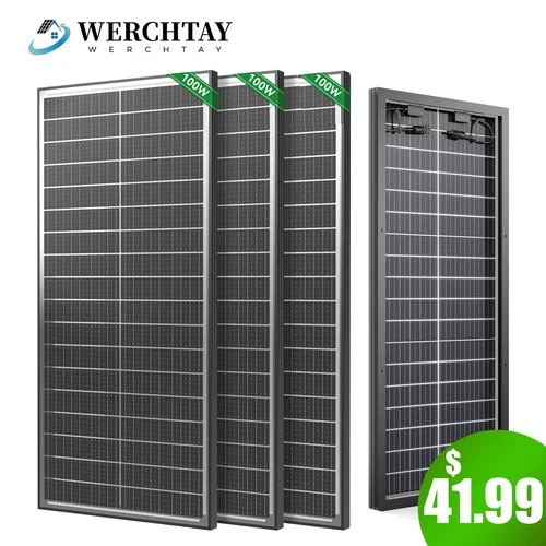 3Pack 100 Watt (300W) Bifacial Solar Panel 18BB Mono 12V/24V for Sunshed RV/home