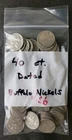 Bag of 40 5c Buffalo Nickels with Dates
