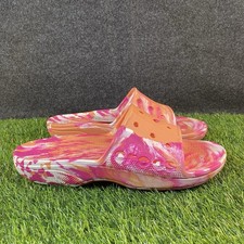 Crocs Baya 2 Marbled Slides Mens Size 12 Orange Pink Tie Dye 208748-83F
