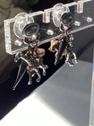 Artisan Post Earrings Silver Toned Giraffe w/ Earth Toned Dangles 1” — photo 3