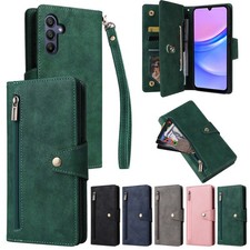 Zip Wallet Case Strap Leather Flip Cover For Samsung S26 S25 S24 S23 S22 S21 S20