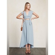 Reformation Light Blue Westlake Midi Wrap Dress Womens Size Large