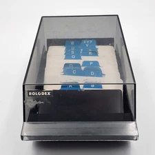 Rolodex VIP-24C V-File Metal Index Card File w/ Lid A-Z Dividers 4.75 x 8.25 VTG