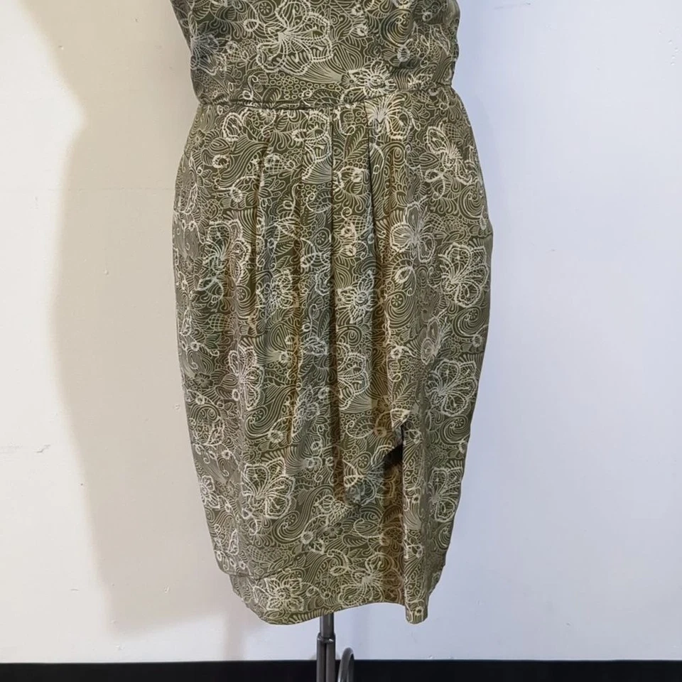 Vestido Vintage Dana Buchman Verde Seda Años 90, Talla L. Foto 3 de 4