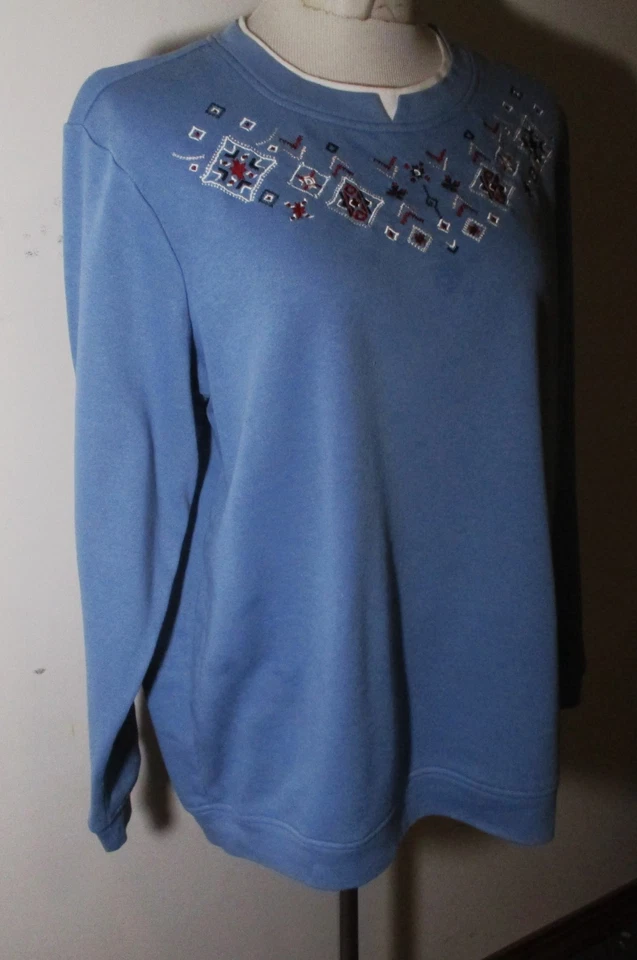 Sudadera BLAIR Azul Ligera Bordada Para Mujer Talla XL Foto 3 de 4