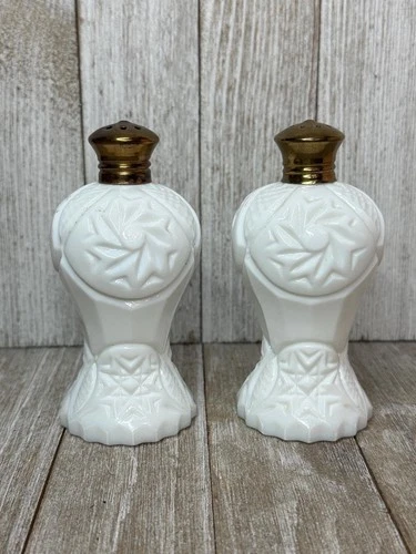 Vintage Enesco Milk Glass Salt & Pepper Shakers Japan