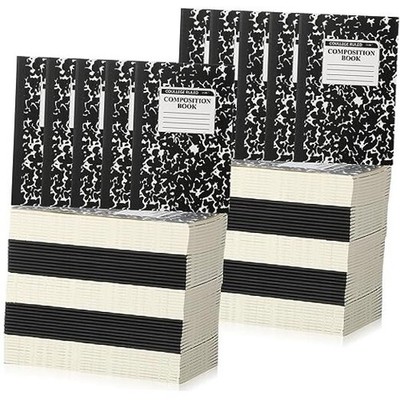  100 Pack A5 Composition Notebooks Bulk College Ruled Composition Black