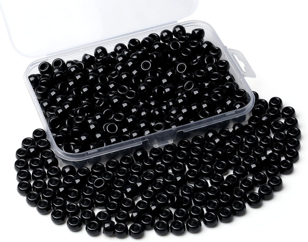 500 StüCk Schwarze Pony Beads Schwarze Pony Perlen Zum AuffäDeln-image