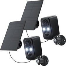2PCS 1080P Wireless Security Camera 2K WiFi Solar Battery Power Camera Outdoor