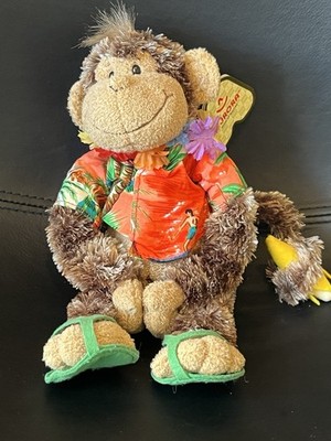 Brandneu mit Etikett Aurora Plüsch freches Charlie Affe Urlaub tropisches Luau Hawaiihemd NEU