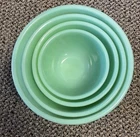 BEAUTIFUL - VTG Fire-King Jadeite Swirl Nesting Bowls (4 pc Set) - Made in USA