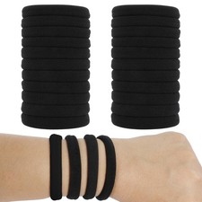 Hair Ties for Women, 120 Pack Black Elastic Hair Bands, 2 Inch Seamless No-Damag