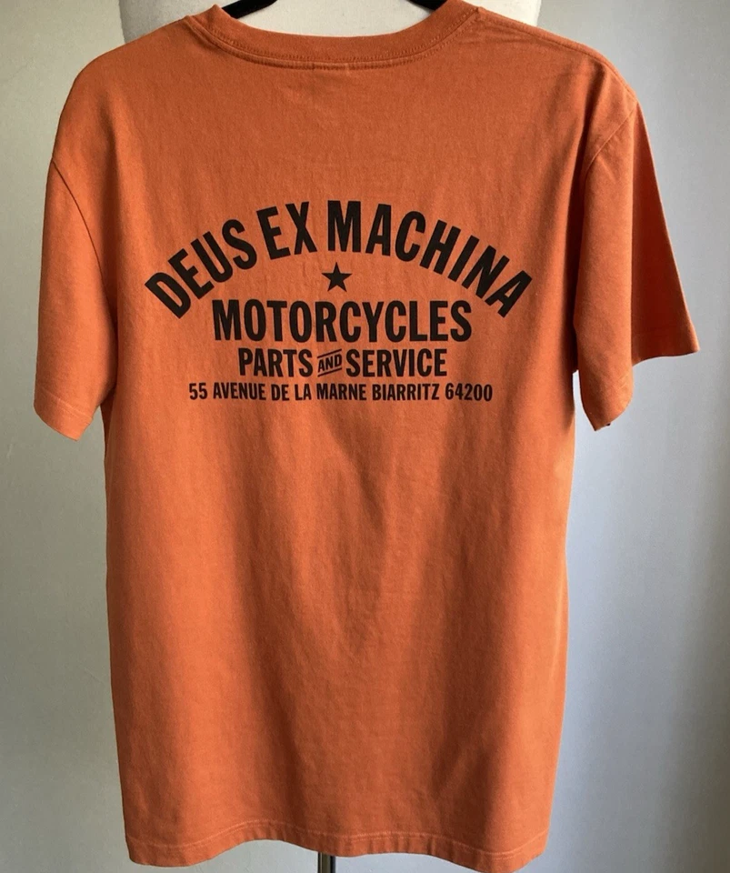 Camiseta Deus Ex Machina Naranja Para Hombre Mediana Biarritz Moto Surf Ropa de Calle Informal Foto 4 de 4