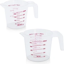 2 Pack Measuring Cup Set, Includes 250Ml (1-Cup), and 500Ml (2-Cup) Plastic Liqu