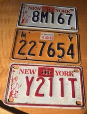 Lot Of 3 Vtg NEW York Motorcycle License PLATEs 2 Statue Of Liberty W Stickers