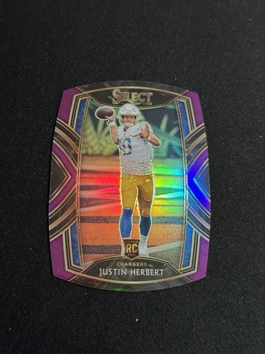 2020 Select Justin Herbert Club Level Die Cut Purple Prizm Rookie RC #244
