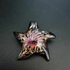 Handmade Glass Starfish Pendant with Sea Anemone Shape Inside