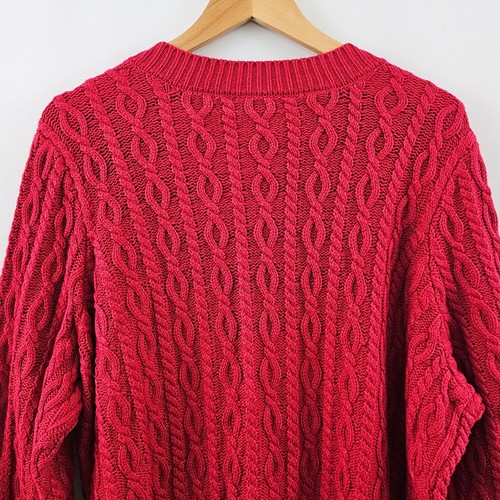 D&Co. Cárdigan tejido con cable suéter rojo para mujer 2X línea larga vacaciones de Navidad acogedor - Imagen 7 de 10