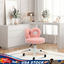 Vanity Chair with Cute Bow Backrest Wheels, 360 Rolling Makeup Seat