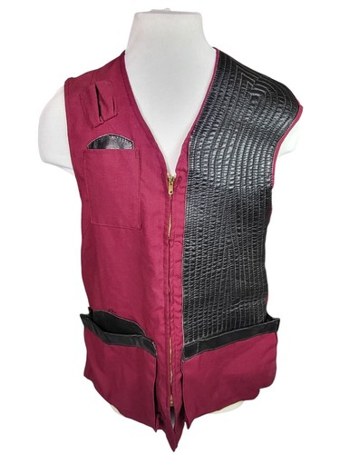 Vintage Lancer Leathers Mens Shooting Hunting Zip-Up Vest 70's Size - LARGE - Picture 1 of 4