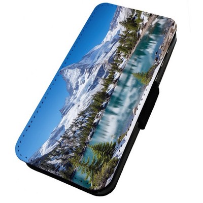 Bedruckte Flip Handyhülle für iPhone, Samsung & Huawei Snowy Mountain Lake