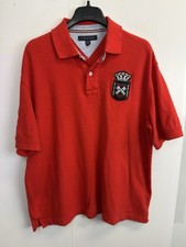 Tommy Hilfiger Red Polo Shirt Men  s Size XL Crest Patch Logo 85 Short Sleeve