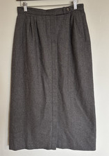 VTG Asher Modest Gray Wool Tweed Secretary Skirt W/ Pockets Quiet Luxury Sz 12
