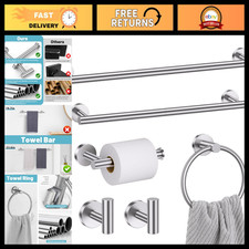 Brushed Nickel 6-Piece Bathroom Hardware Set - Towel Bar, Toilet Paper Holder 