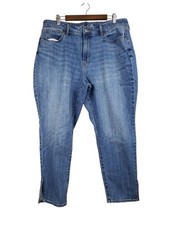 Old Navy Curvy OG Straight High-Rise Jeans Size 18 Medium Wash Ankle Slit
