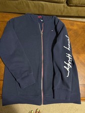 Tommy Hilfiger Boys Hooded Jacket Size XL 18-20 Blue Logo Long Sleeve Zip