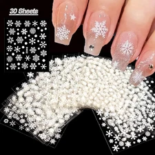 Christmas Nail Stickers 30 Sheets Christmas Nail Decals Elk Snowman Nail Art Sup