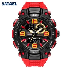 SMAEL Sport Watch Men Dual Time Military Watches Shockproof Male LED Stopwatch