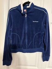 Juicy Couture Women's Velour Full Zip Navy Blue Pickleball XL
